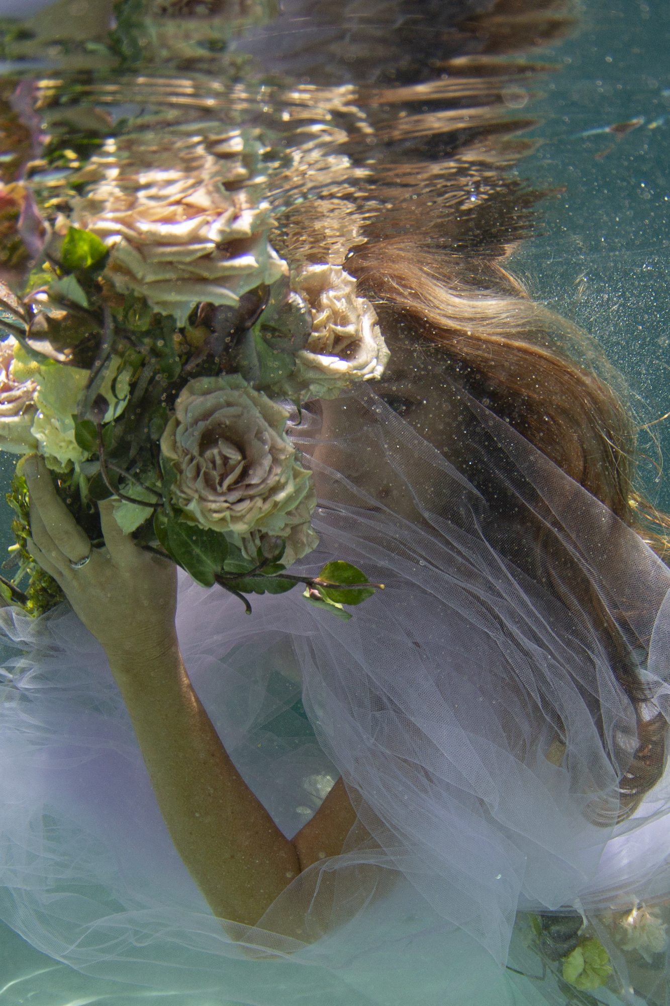 Underwater bride portrait