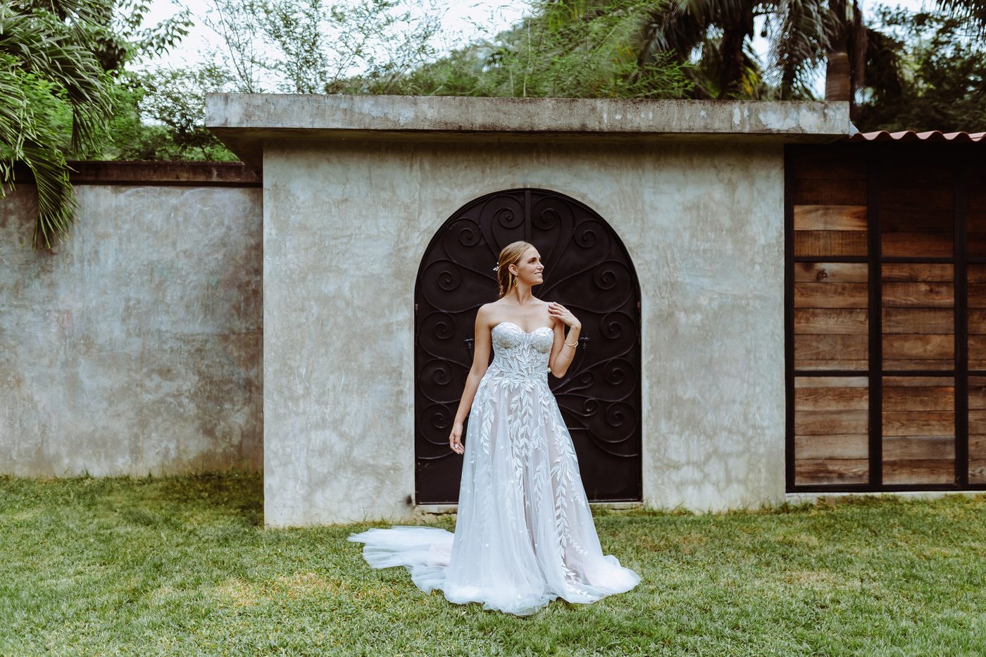 Bride portrait at iron gate