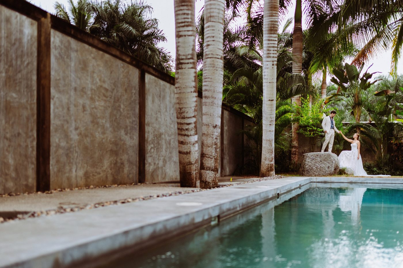 Couple portrait by the pool